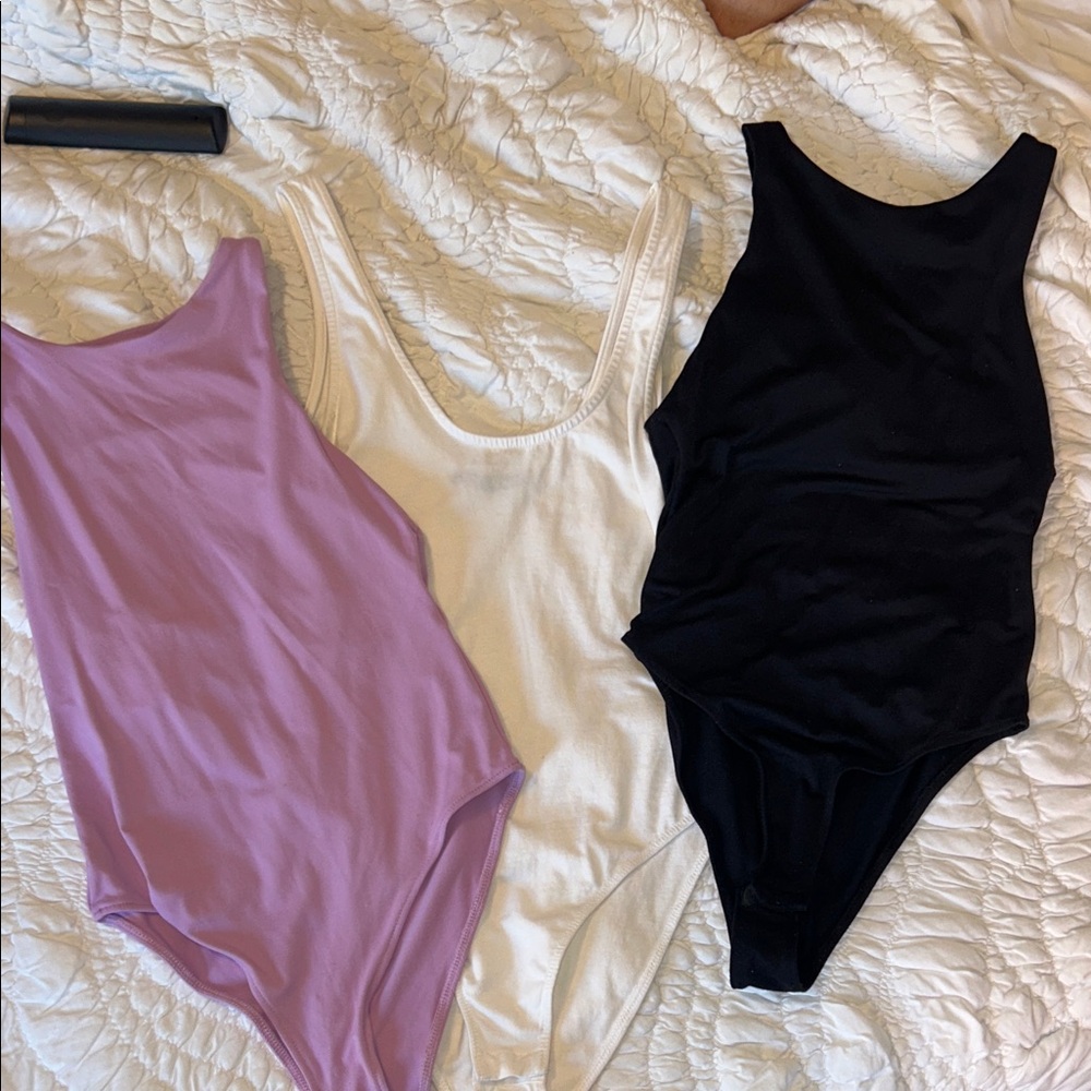Women's Intimates Bodysuit Set - Black, Cream, and Purple